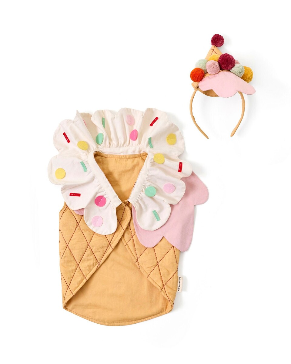 Iskremkostyme med vest og hatt 33x45 cm forfra
