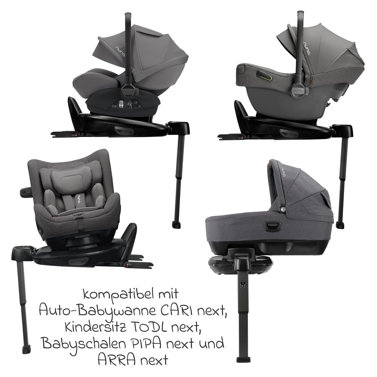 Bakside av Isofix-base BASE next 360° dreibar for Pipa next, svart - Nuna