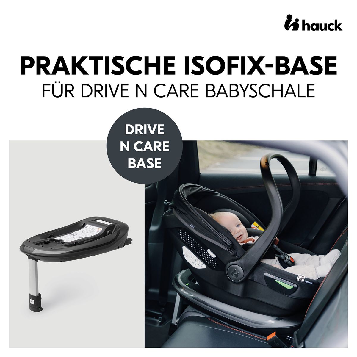 Isofix-base i-Size for babystol Drive N Care Base - Hauck bakside