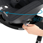 Isofix-base FamilyFix 360° med barnesete rotert mot bilen