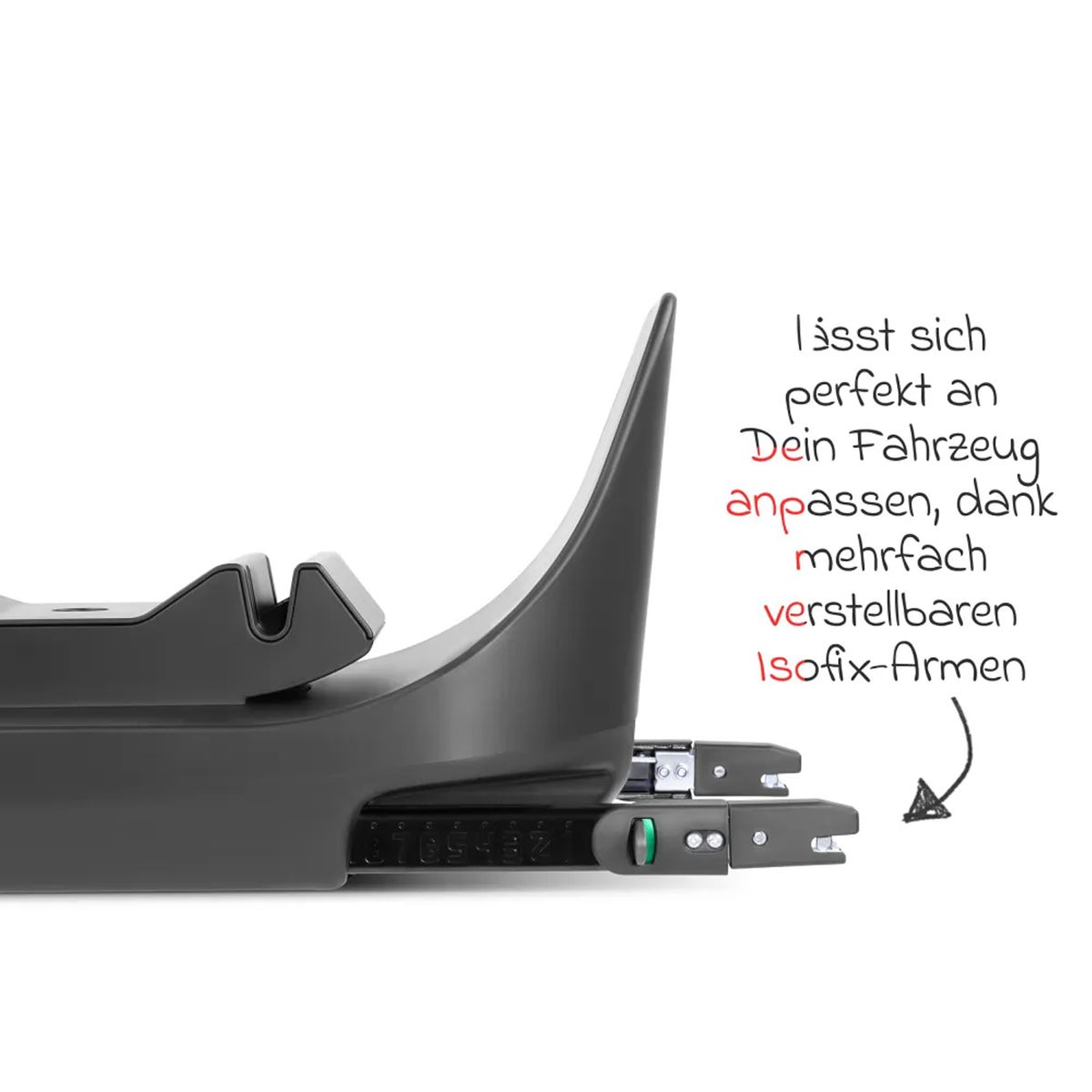Isofix-base Root 360° dreibar for Tulip og Lily nærbilde av klikkmekanisme