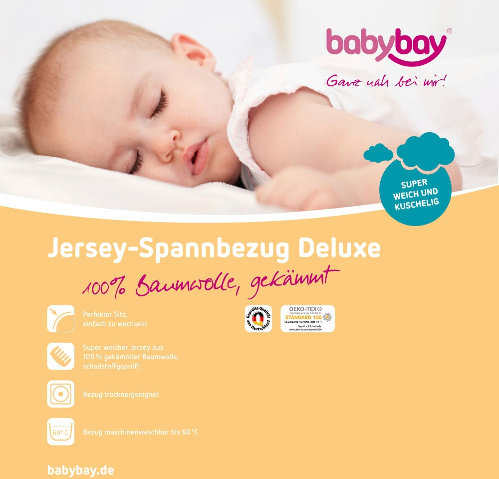 Jerseylagen for babybay madrass nougat detalj av stoff