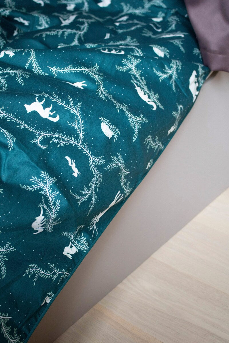 Junior sengetøy GOTS økologisk bomull 100x140 cm Night detalj av motiv