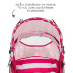 Justerbar ryggstøtte på Trillevogn Pluto Stripe Pink