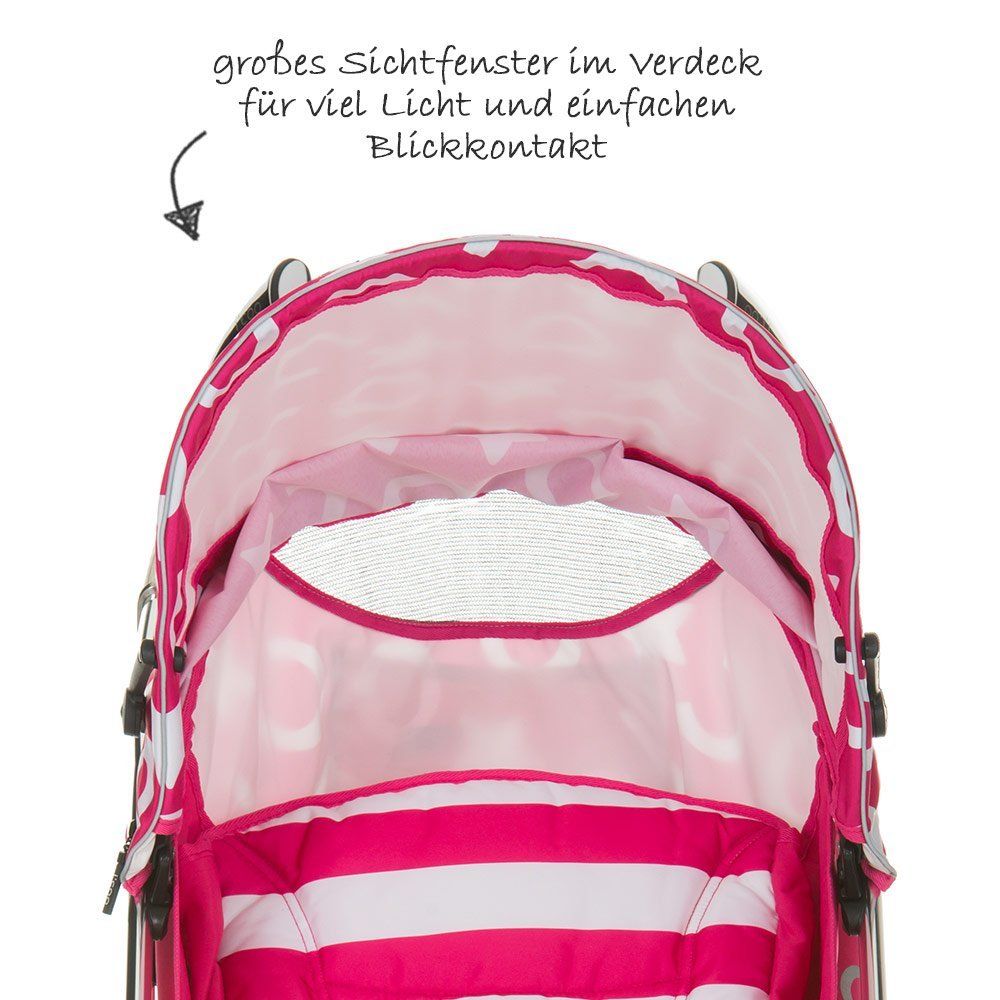 Justerbar ryggstøtte på Trillevogn Pluto Stripe Pink