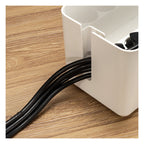 Montert Kabelboks CableGuard hvit med kabler tilkoblet