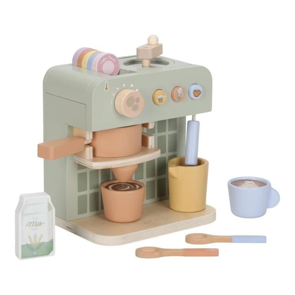 Kaffemaskin i tre med kopper og tilbehør Little Dutch for lek