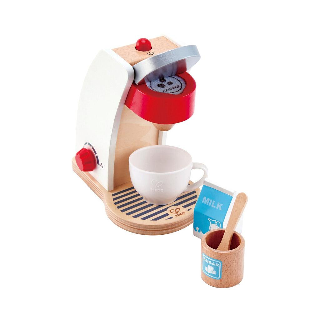 Kaffemaskin i tre med tilbehør 17,5 x 10,6 x 19,6 cm bakside