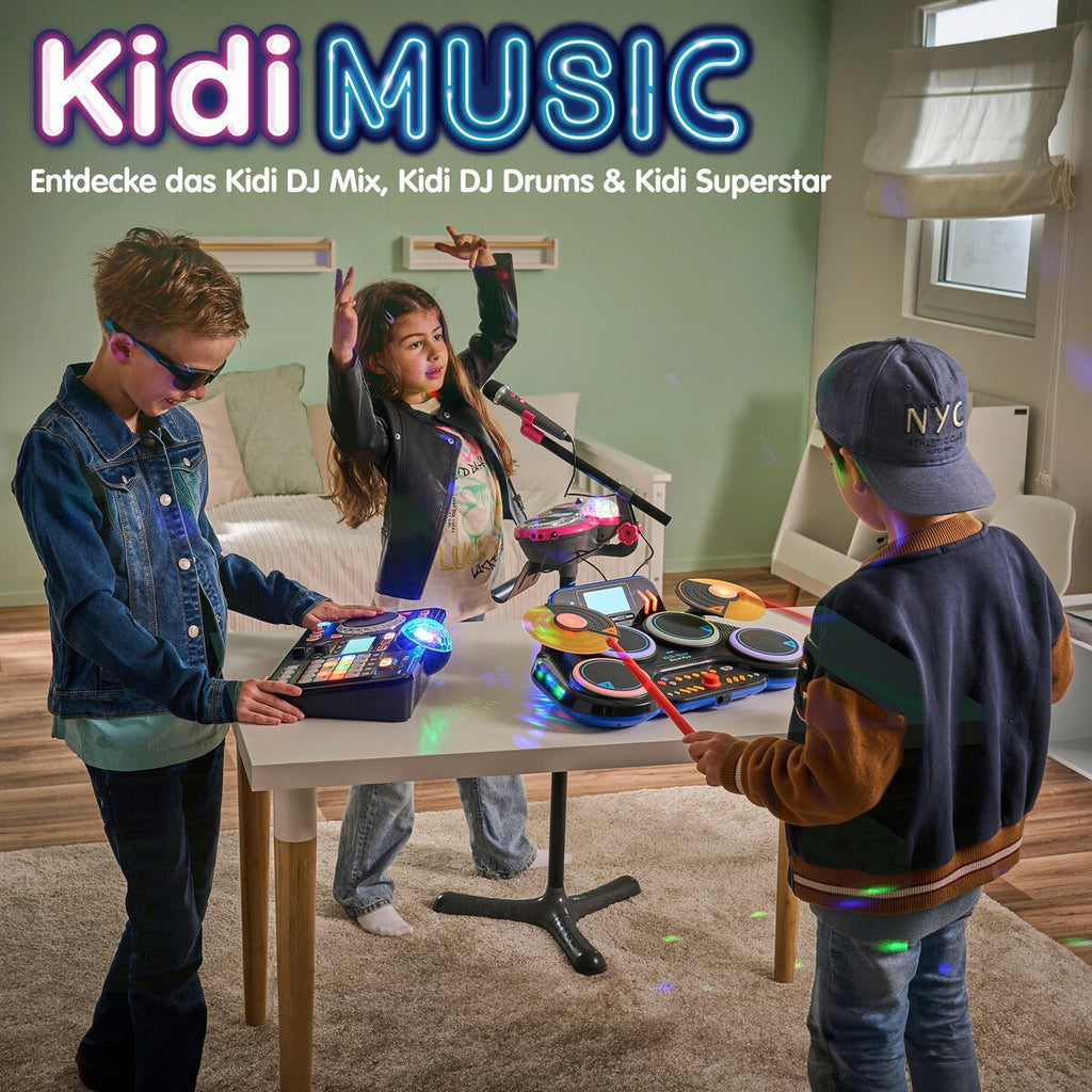 Kidi DJ Drums elektronisk trommesett med mikrofon med tilkoblingsporter
