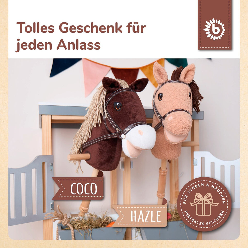 Kjepp-hest Coco med sidehåndtak i tre