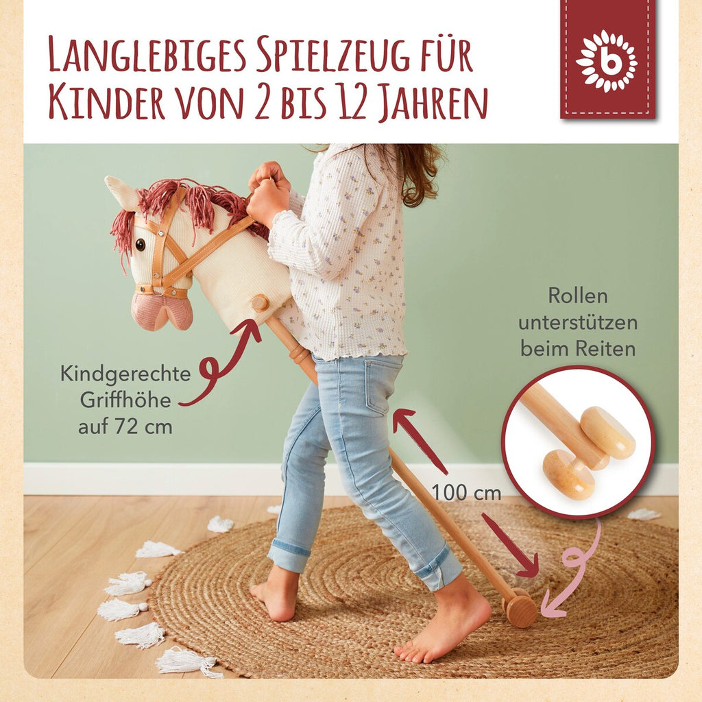 Kjepp-hest Ginger montert med håndtak og hjul