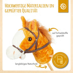 Kjepphest Brownie sett fra siden med hjul