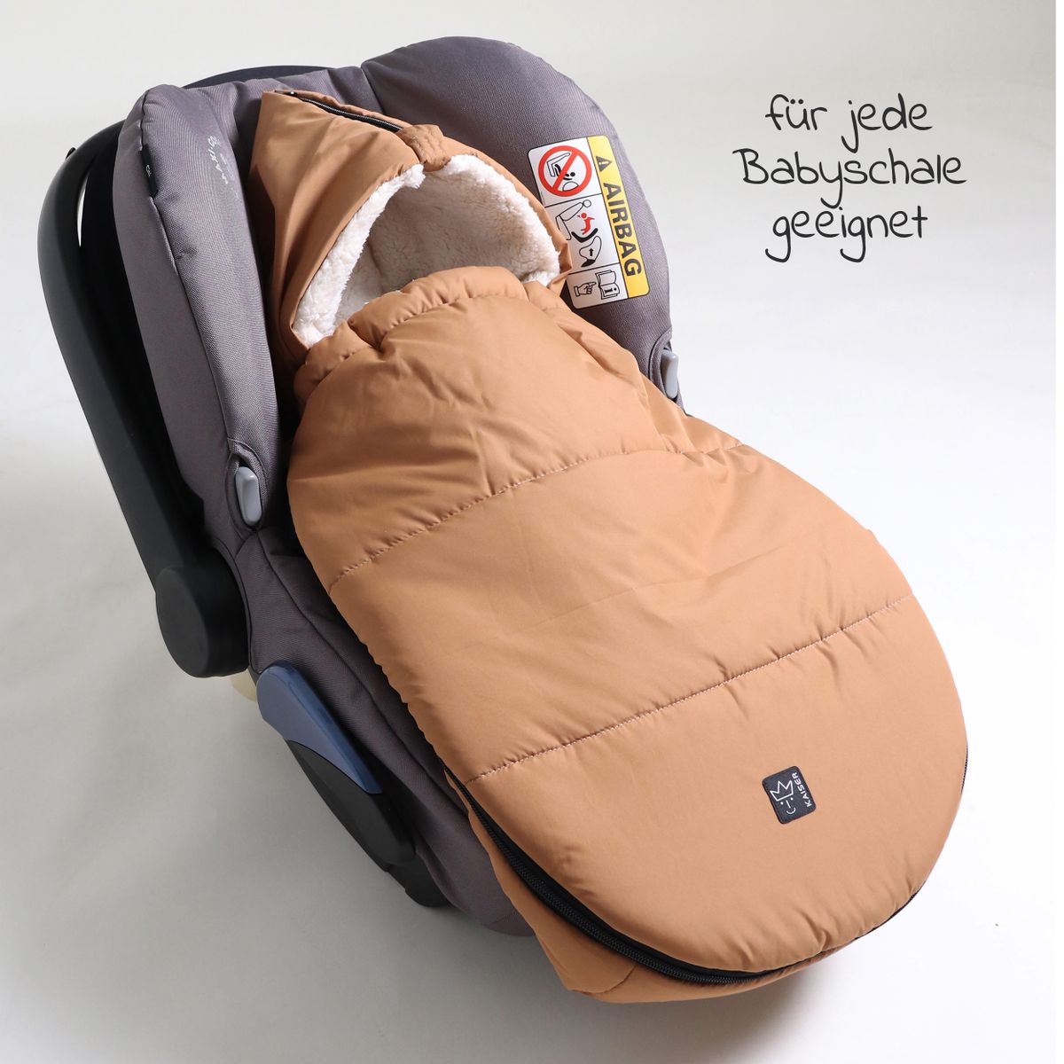 Kjørepose i fleece Hoody 2.0 til bilstol og bag bakside