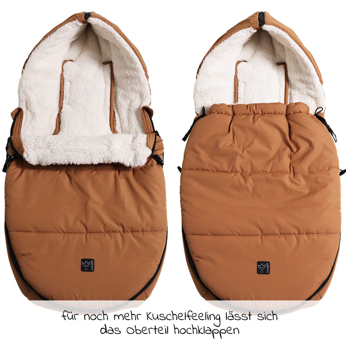 Kjørepose i fleece Hoody 2.0 til bilstol og bag med avtagbart toppstykke