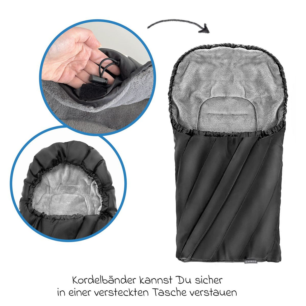 Glidelåsdetalj på Kjørepose vinter Deluxe til bilstol