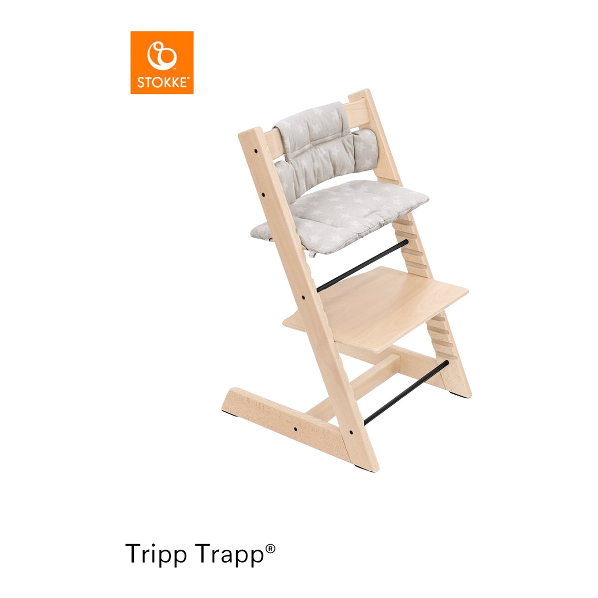 Klassisk sittepute for Tripp Trapp økologisk bomull nærbilde av stoff
