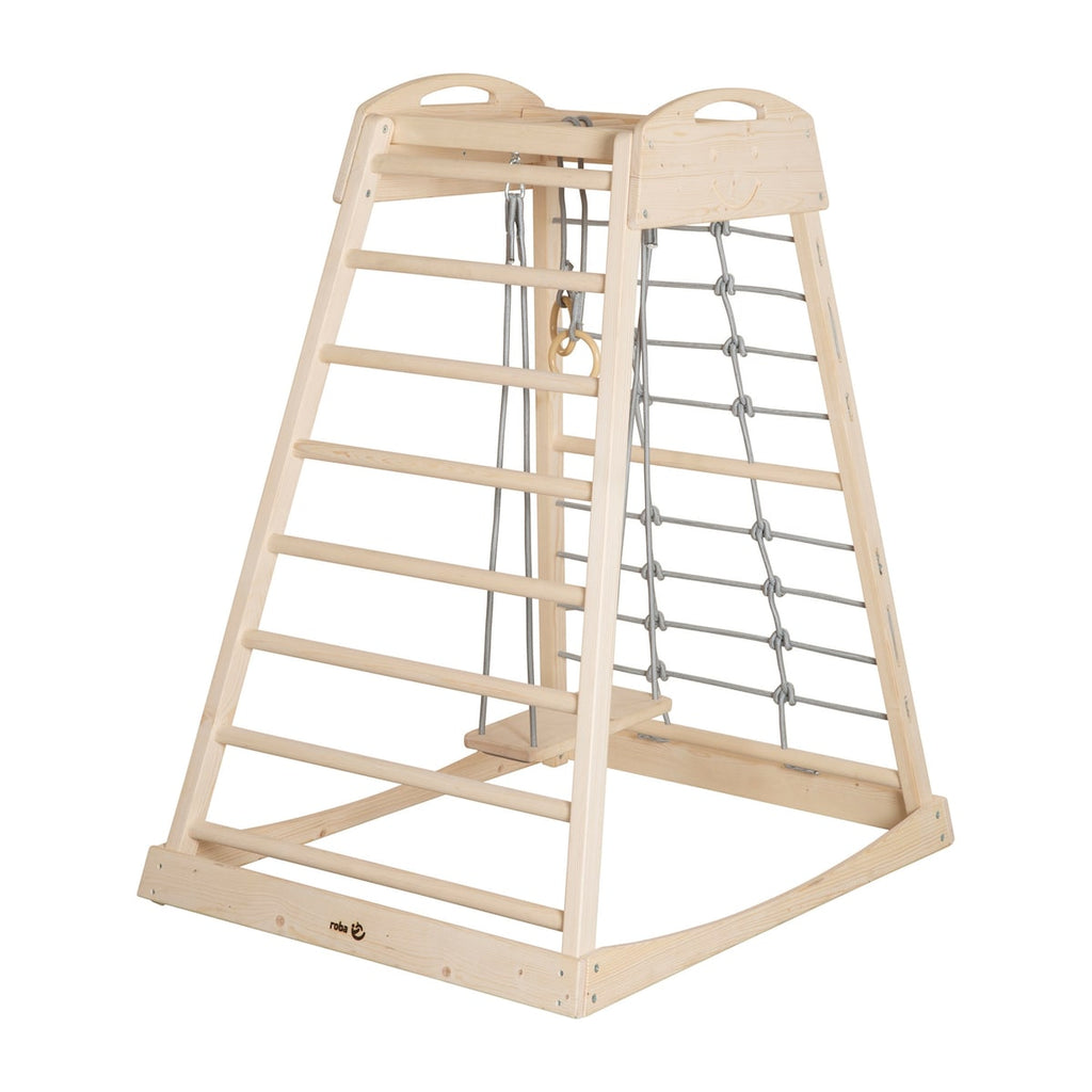 Oversikt over alle lekeelementer på klatrestativ med lekeelementer fra 24 mnd 128,5 x 79 x 106,5 cm - roba