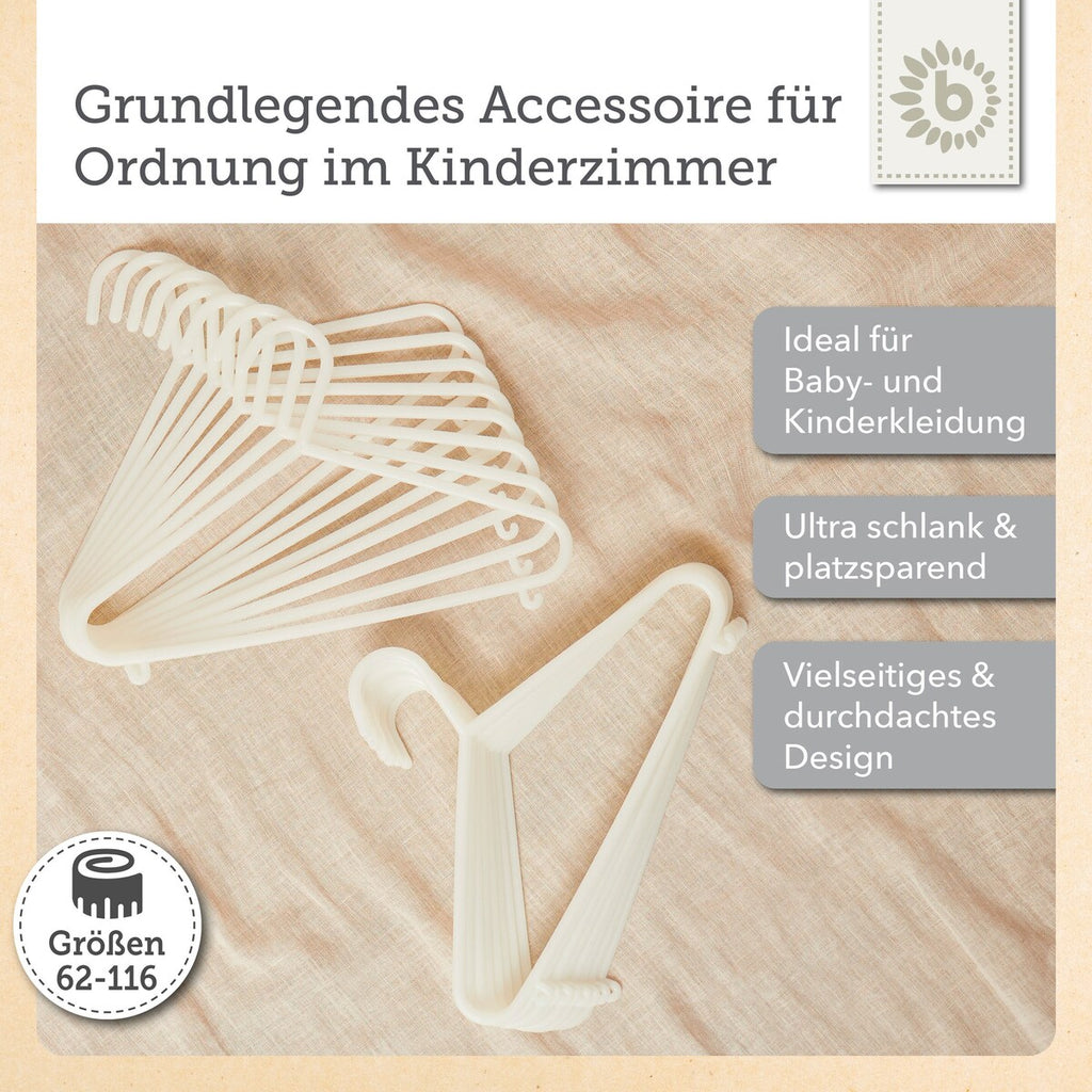 Kleshengere for barn 16 stk hvit plast 29,5 cm bakside