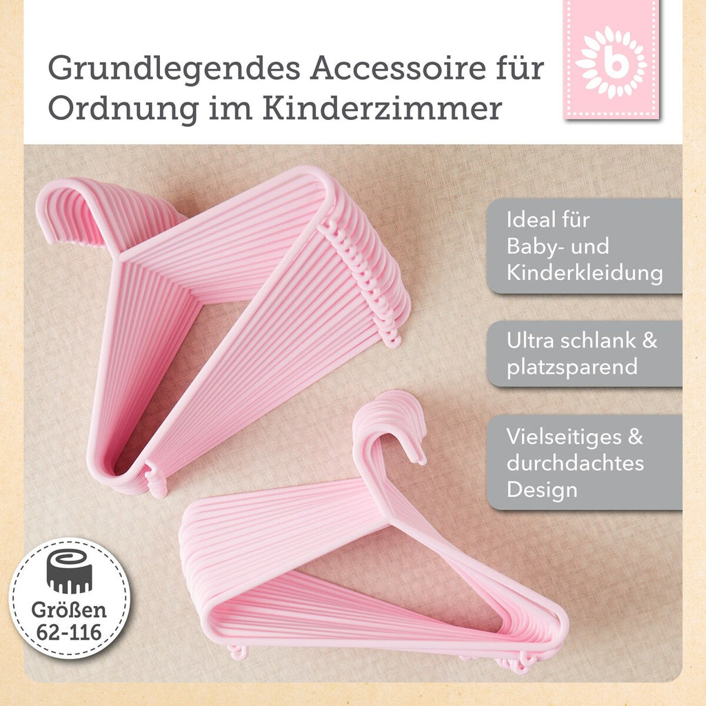 Kleshengere for barn 32 stk rosa plast bakside