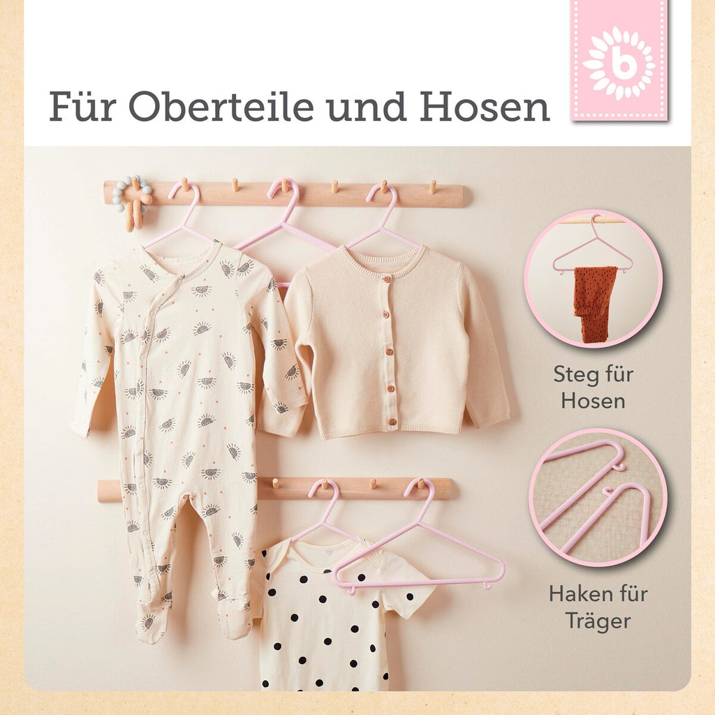 Kleshengere for barn 32 stk rosa plast montert i skap