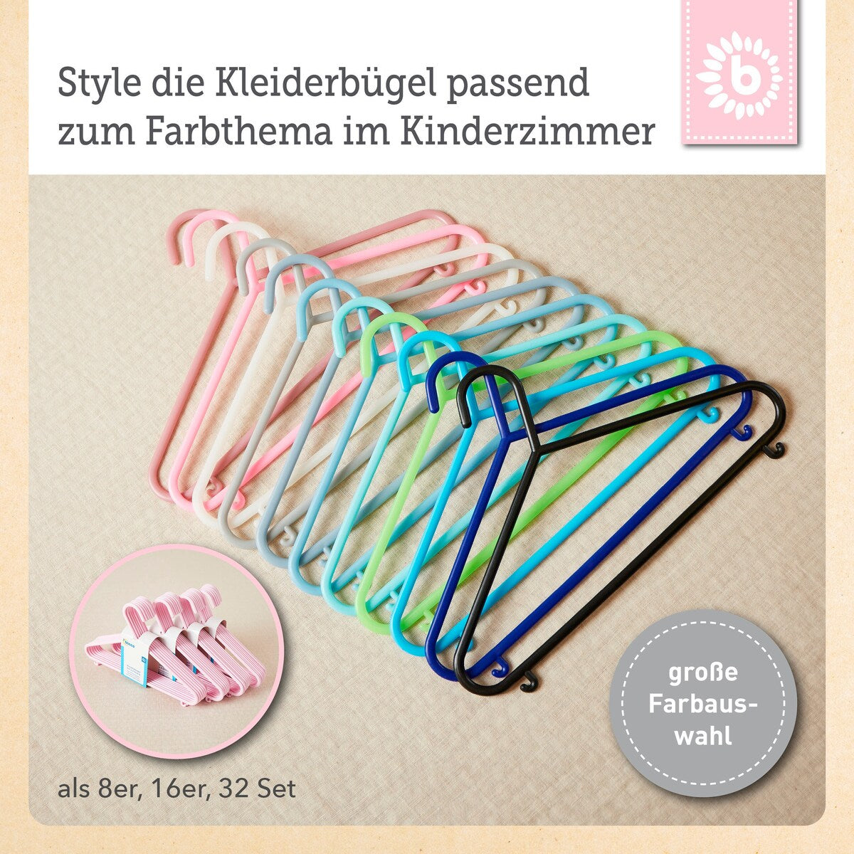 Kleshengere for barn 32 stk rosa plast brukt til dukker