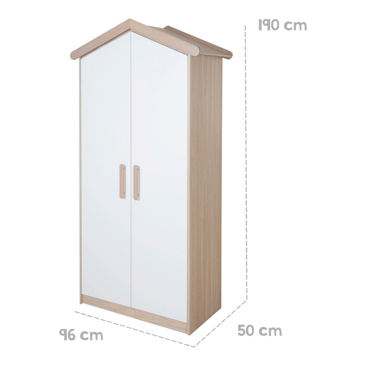 Klesskap Cabane 2-dørs 96x190 cm med soft-close montert i barnerom