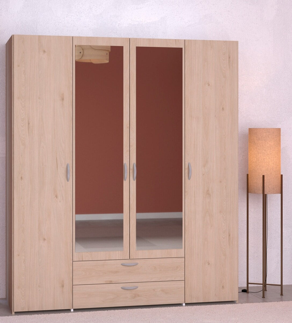 Klesskap Daily 13 4-dørs med speil 160x185 cm bakside