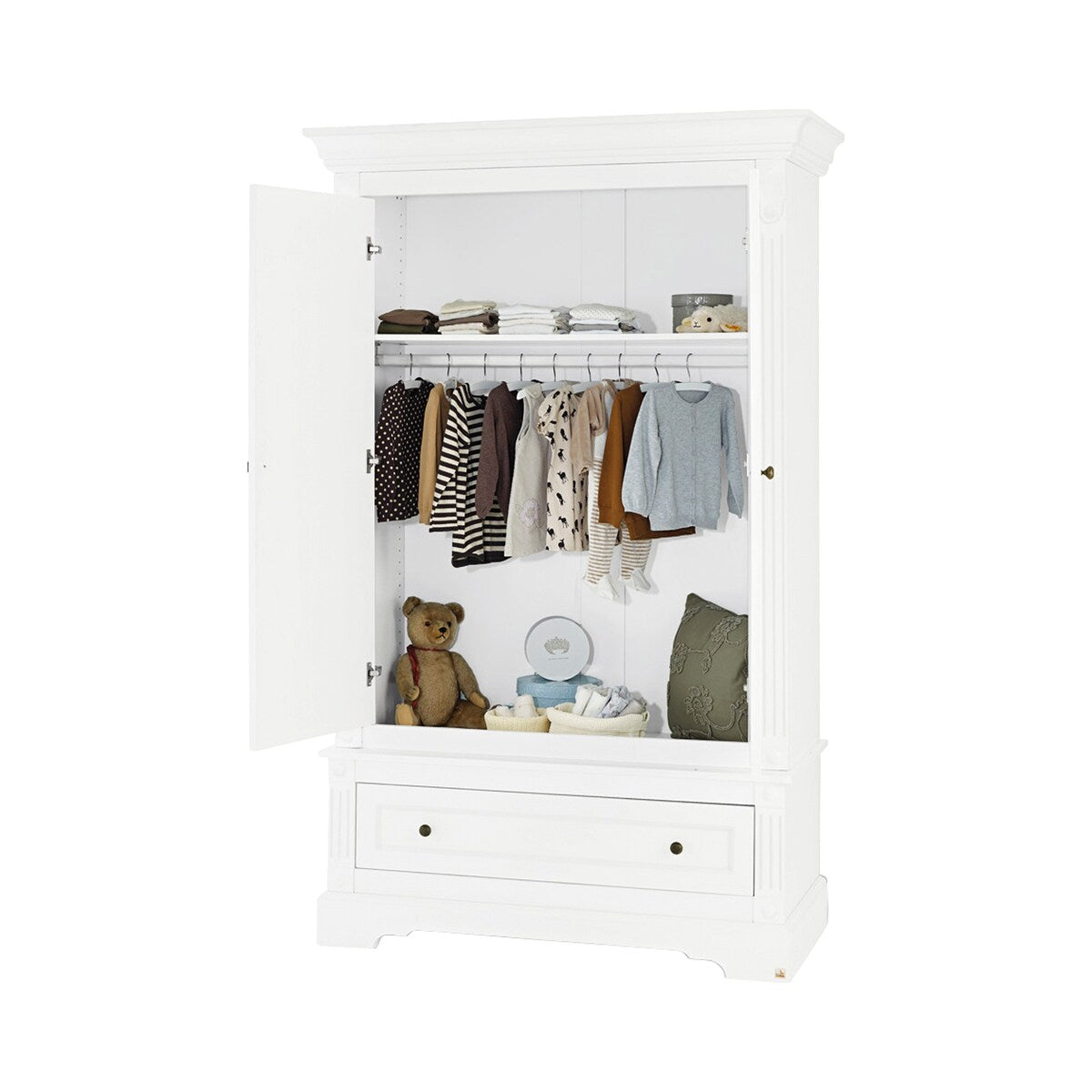 Klesskap Emilia 2-dørs MDF hvit 128x58x208 cm bakside