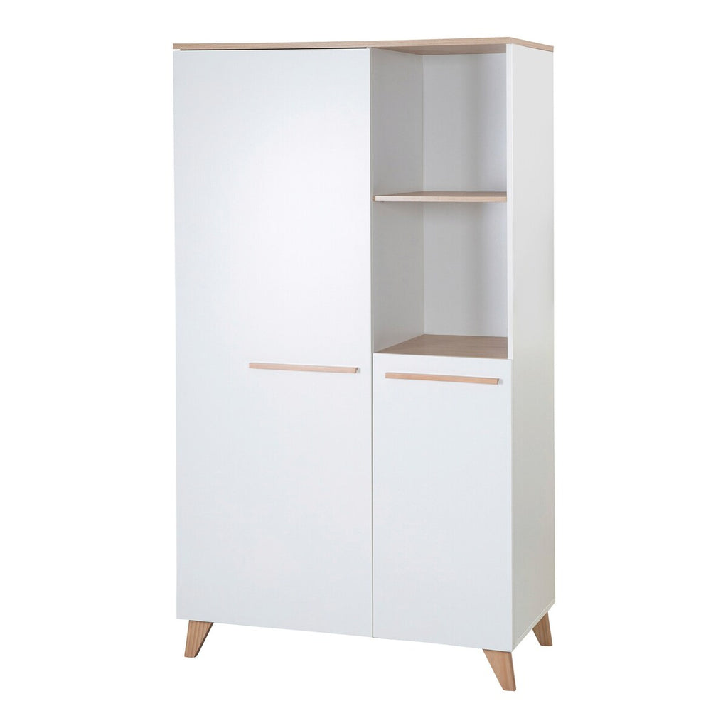 Klesskap Leon 2-dørs 180x100x52 cm hvit/eik forfra