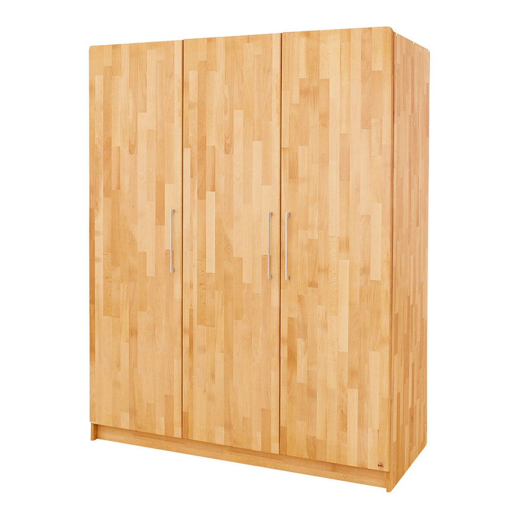 Klesskap Natura 3-dørs massiv bøk 141x63x182 cm forfra