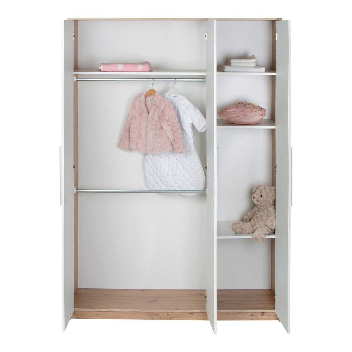 Klesskap Pepe 3-dørs 195x134x53 cm hvit bakside