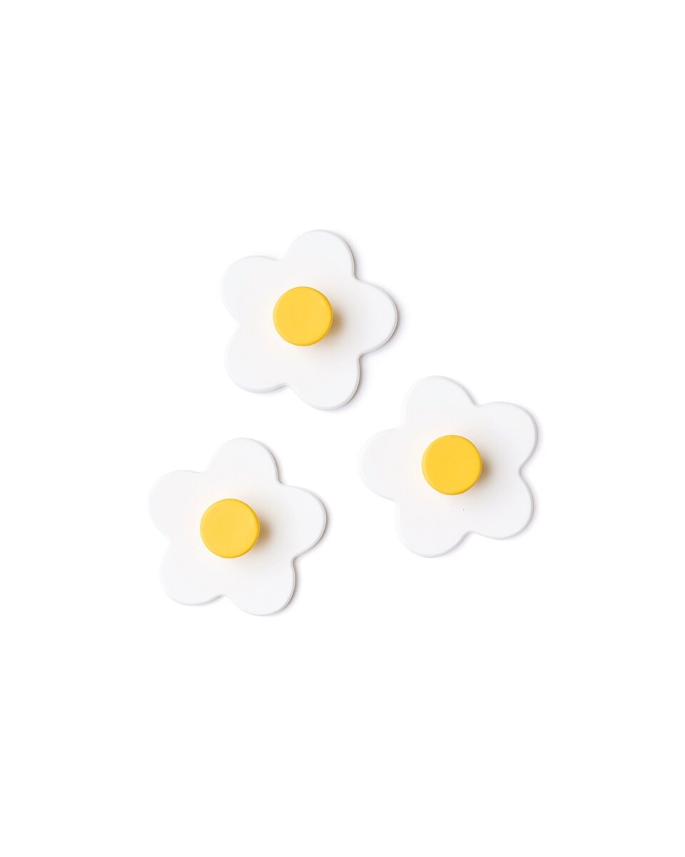 Knaggset 3-pack blomst hvit FSC-tre forside