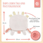 Nærbilde av knitreteppets tekstur og materiale