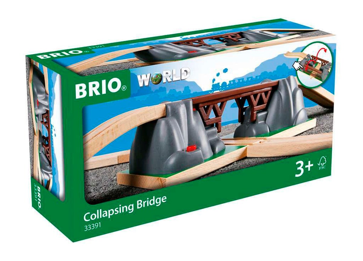 Kollapsbro til togbane i tre 3 deler - BRIO detalj av knapp