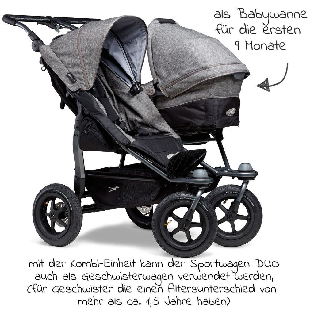 Kombienhet bærebag og sete til Duo, grå bakside