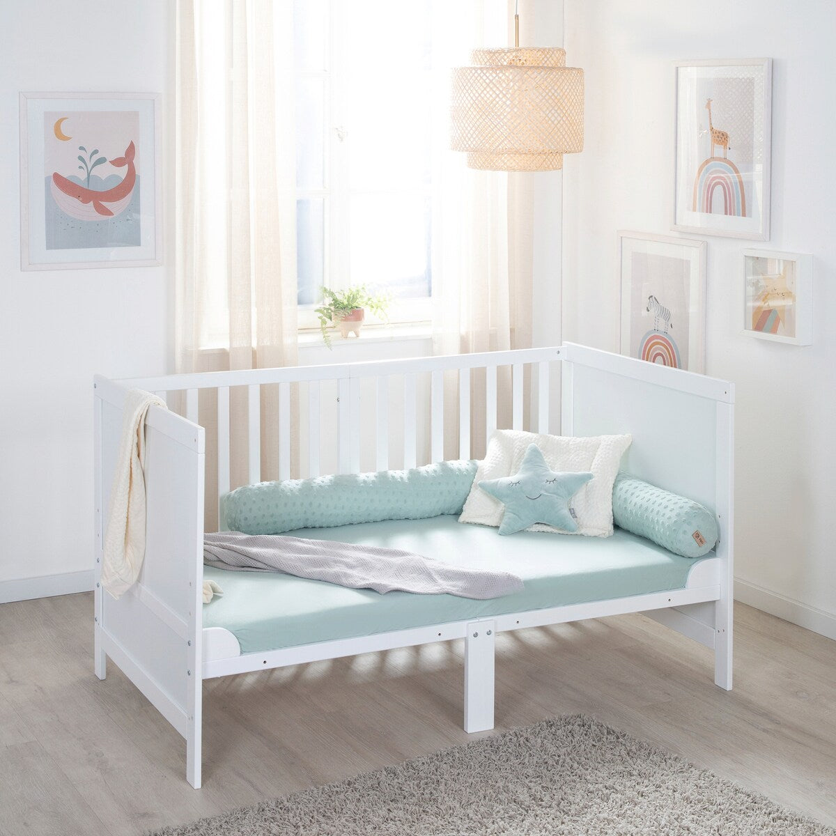 Kombiseng 70x140 cm Easy Sleep med 3 høyder detalj av treverk