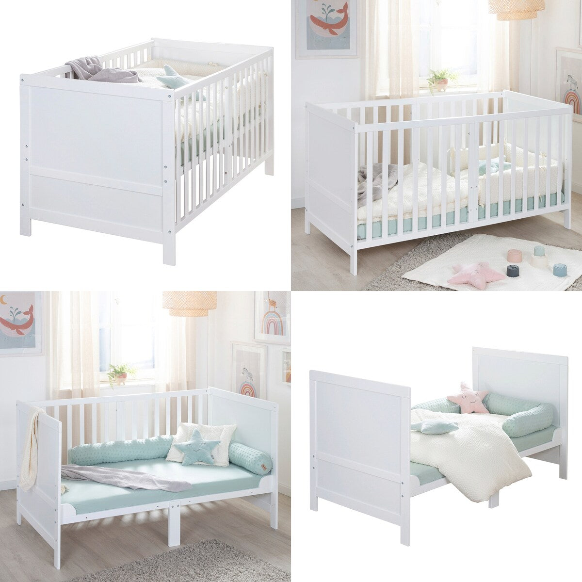 Kombiseng 70x140 cm Easy Sleep med 3 høyder montert i barnerom