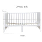 Kombiseng 70x140 cm Easy Sleep med 3 høyder nærbilde av slupgsprosser