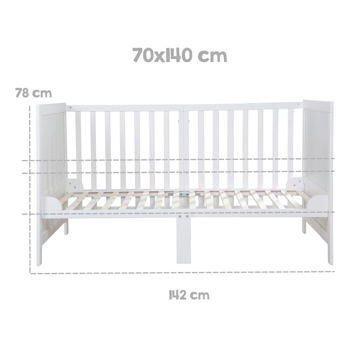 Kombiseng 70x140 cm Easy Sleep med 3 høyder nærbilde av slupgsprosser