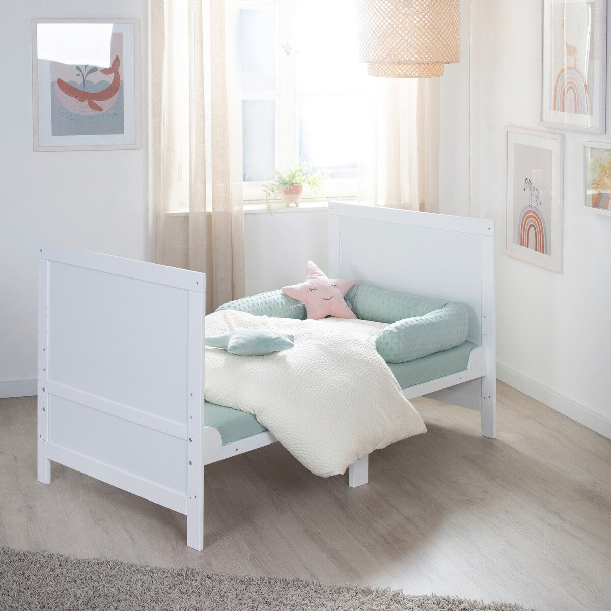 Kombiseng 70x140 cm Easy Sleep med 3 høyder ombygget til juniorseng