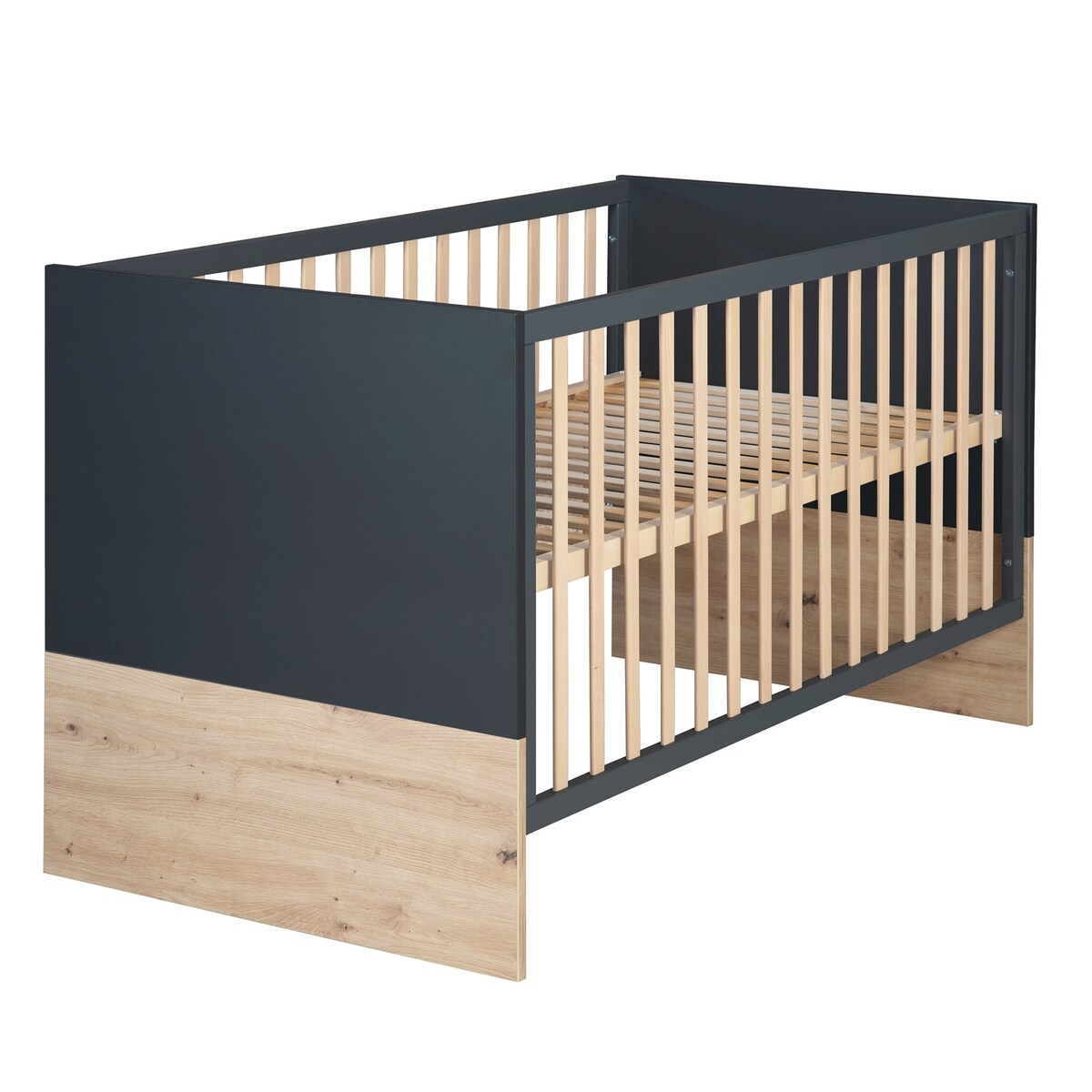 Kombiseng 70x140 cm Lenn i antrasitt og eik forfra