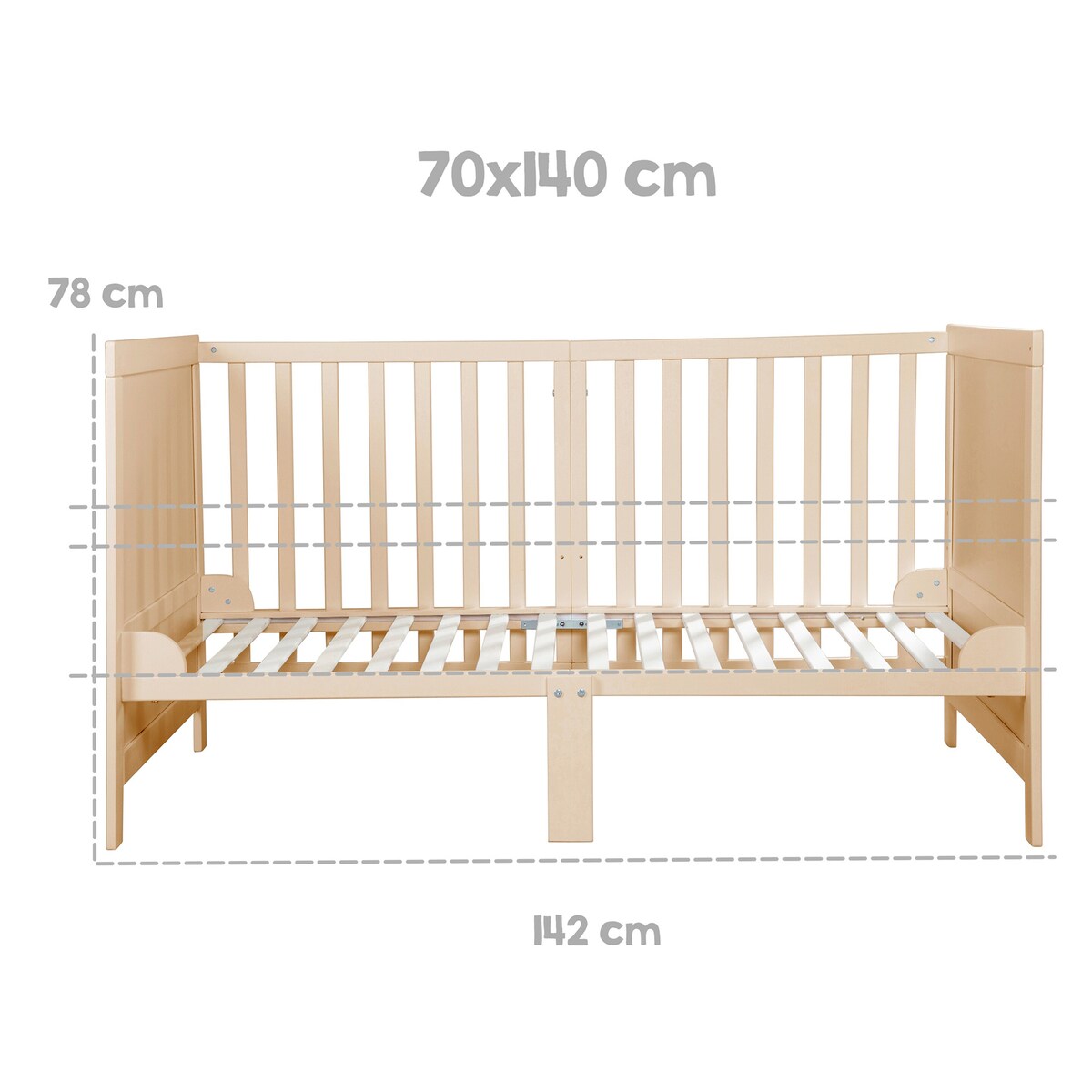 Justerbar høyde på Kombiseng 70x140 cm med madrass Easy Sleep