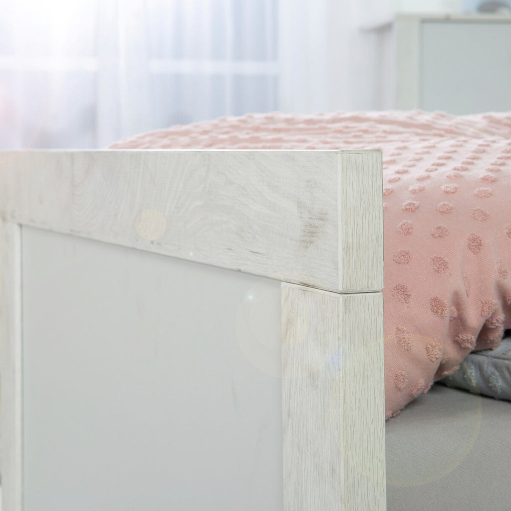 Kombiseng 70x140 cm Mila i lysgrått og eik detalj av hjørne