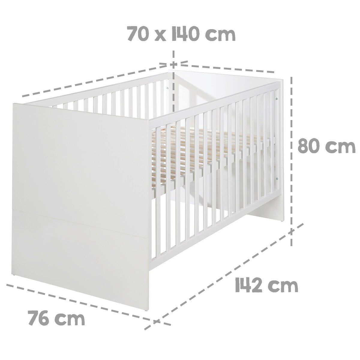 Justerbar høyde på Kombiseng Lilo 70 x 140 cm i hvit - roba
