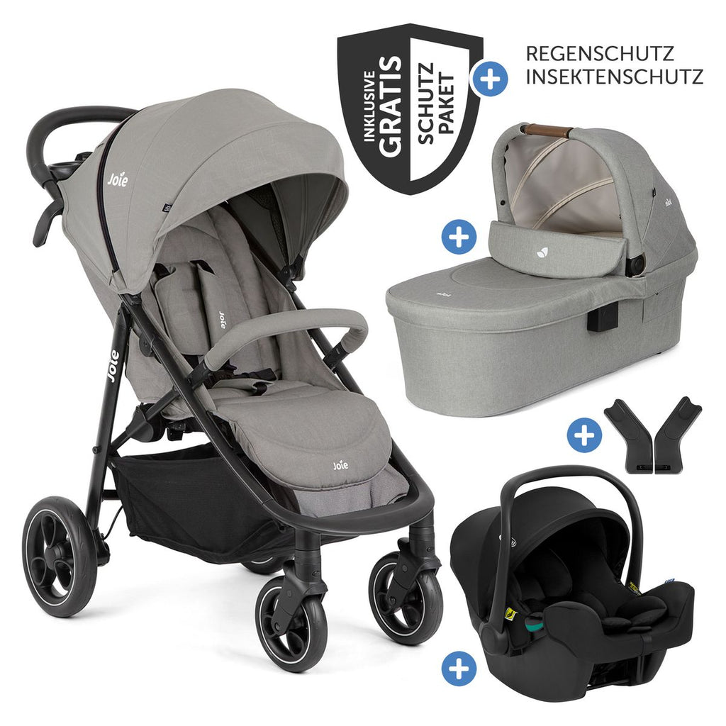 Kombivogn 3-i-1 Litetrax med bilstol SnugLite og bærebag forfra