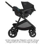 Nærbilde av stoff på Kombivogn 3-i-1 Near2Me DLX med bærebag og babystol SnugLite