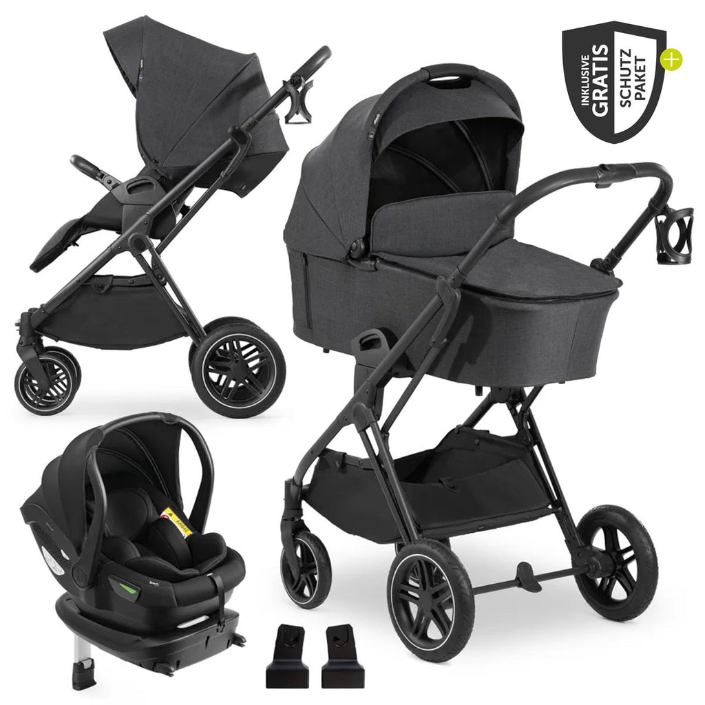 Kombivogn 4-i-1 Vision X Trio med i-Size babystol svart forfra