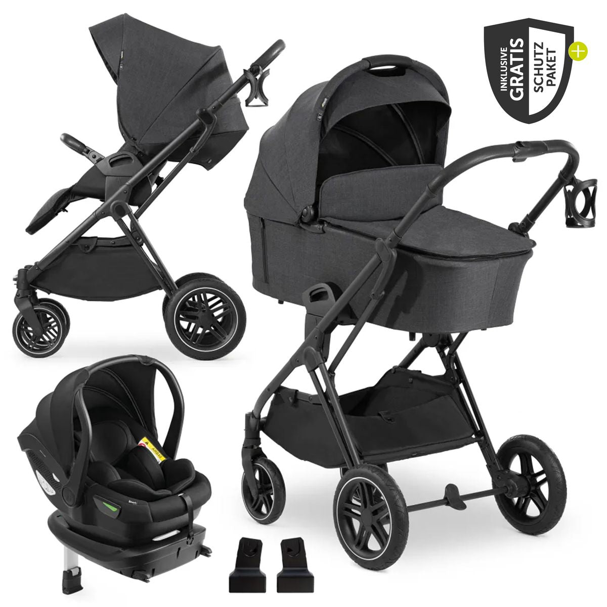 Kombivogn 4-i-1 Vision X Trio med i-Size babystol svart forfra