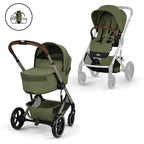 Kombivogn Balios S Lux med Fold Cot forfra i Moss Green