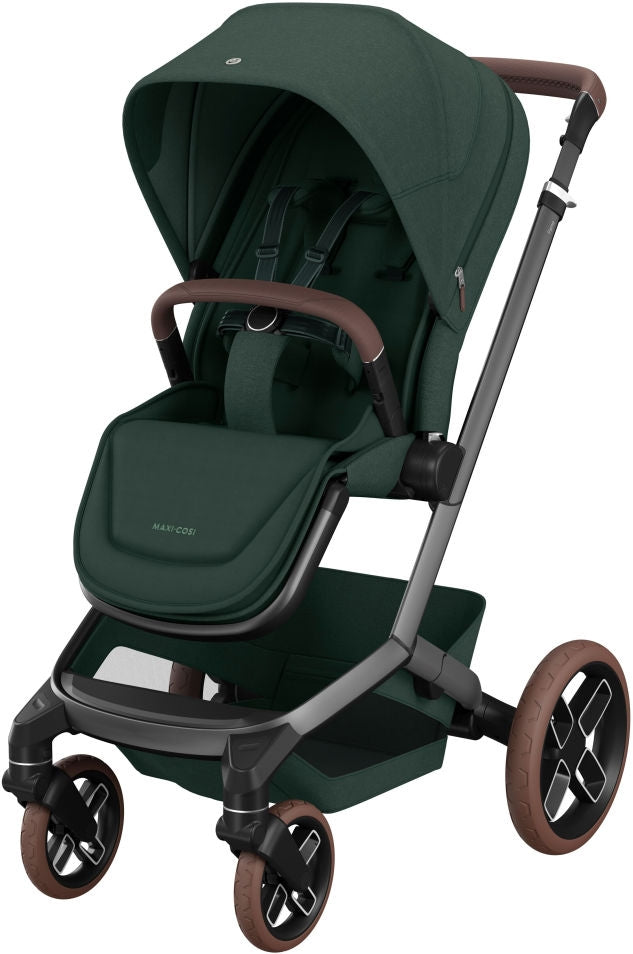 Nærbilde av håndtaket på Kombivogn Fame Twillic Green inkl. babybag